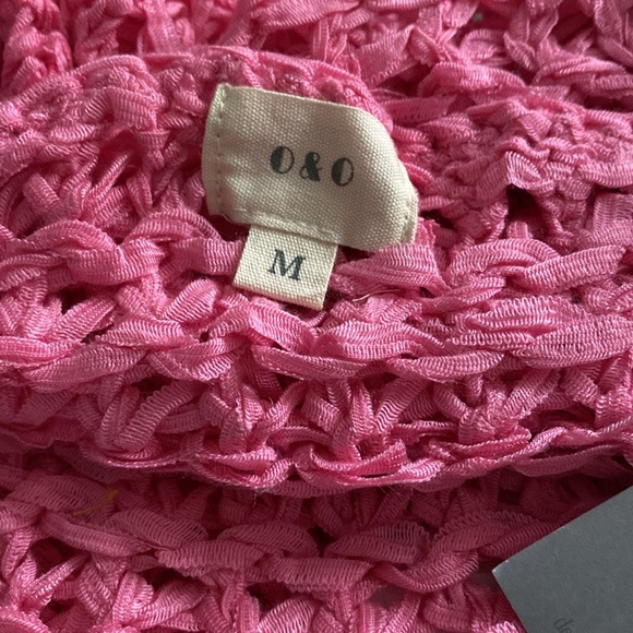 O&O Pink Open Net Long Bell Sleeve Front Pocket Tunic Top NWT - Picture 11 of 13